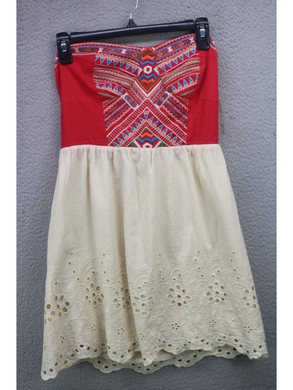 Flying Tomato Strapless Embroidered‎ Mini Dress-Small-BOHO-Hippie-Cottagecore
